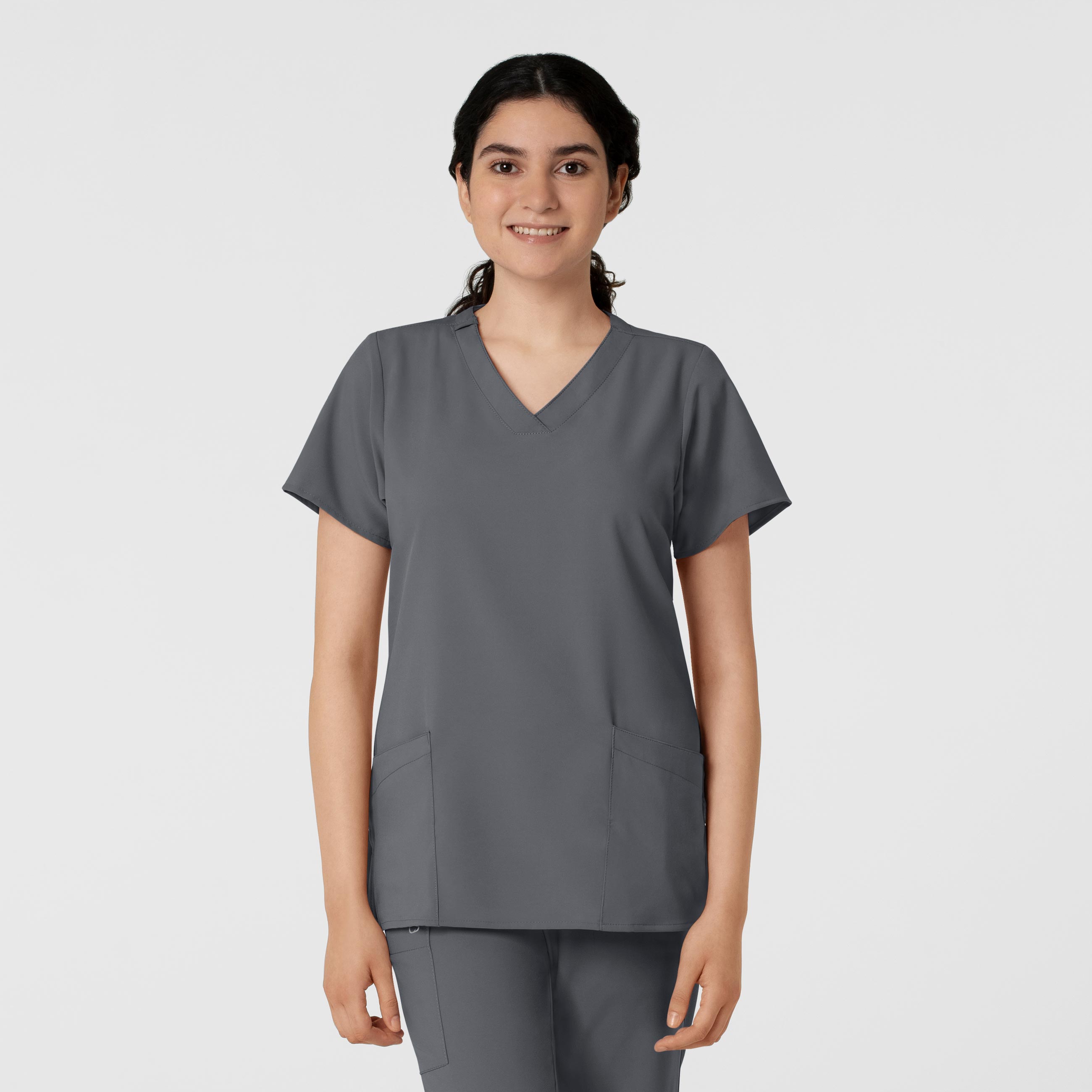 6255-Women's Basic V-neck Top (WonderWink)